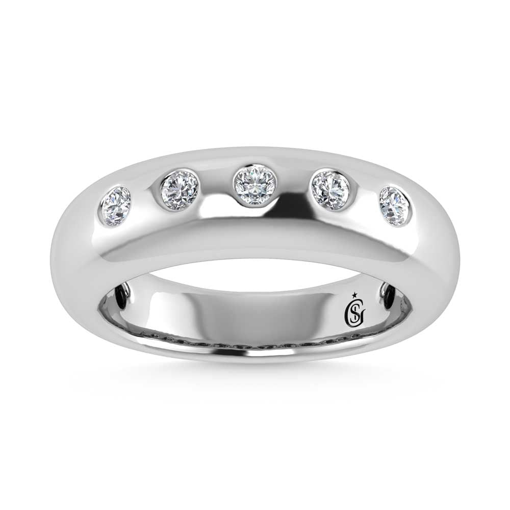 14K White Gold Diamond 1/4 Ct.Tw. Flush Setting High Polish Band: 14K White Gold Diamond 1/4 Ct.Tw. Flush Setting High Polish Band 14k White Gold Stone Color: G-h Stone Clarity: Si2 Each ring is presented in standard size 6.5. Complimentary resizing is available bet