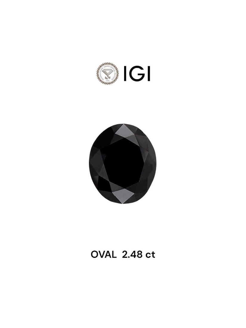 Loose Diamond - OVAL 2.48ct Fancy Black: Loose Diamond - OVAL 2.48ct Fancy Black Source: Natural Shape: OVAL Carats: 2.48 Color: Fancy Black Certification: IGI Video: