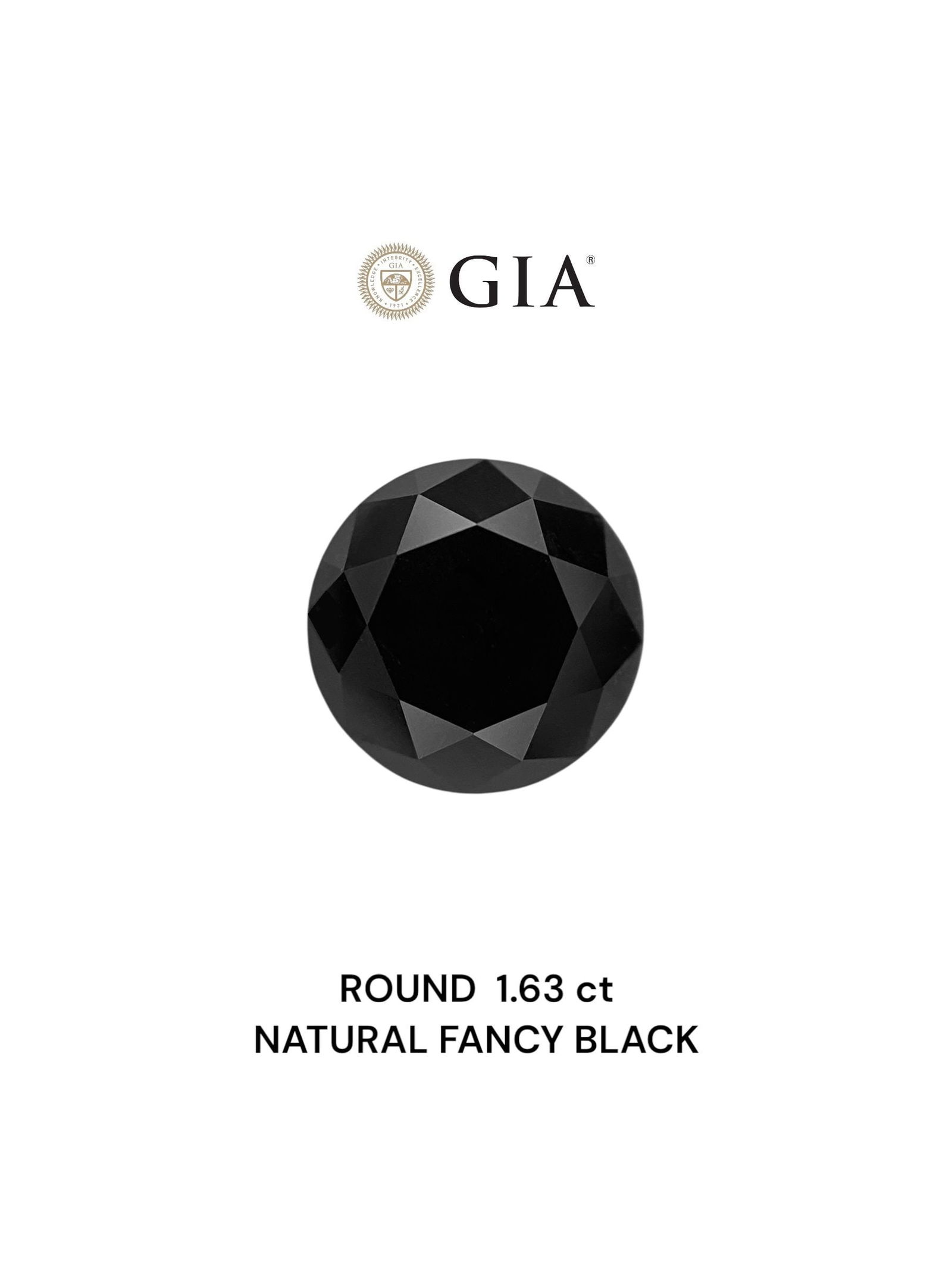 Loose Diamond - ROUND 1.63ct Fancy Black VVS2: Loose Diamond - ROUND 1.63ct Fancy Black VVS2 Source: Natural Shape: ROUND Carats: 1.63 Color: Fancy Black Certification: GIA Video: