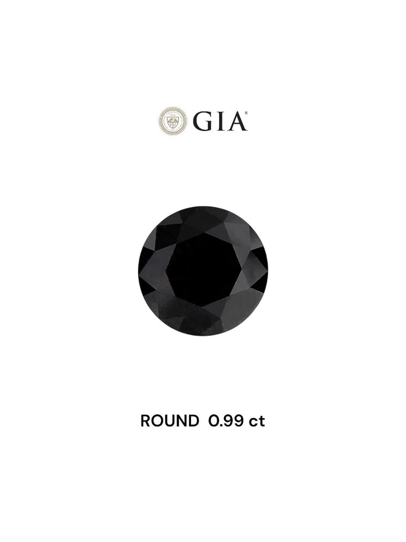 Loose Diamond - ROUND 0.99ct Fancy Black VVS2: Loose Diamond - ROUND 0.99ct Fancy Black VVS2 Source: Natural Shape: ROUND Carats: 0.99 Color: Fancy Black Certification: GIA Video: