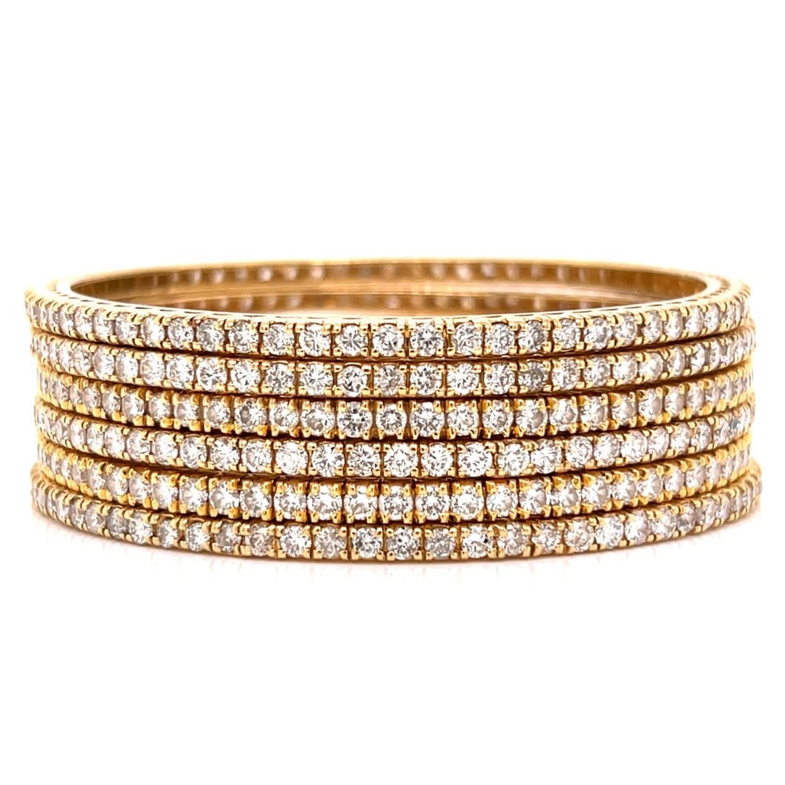 Set of 6 Diamond Bangles in 18K Yellow Gold with 432 Stones (1 of 3)