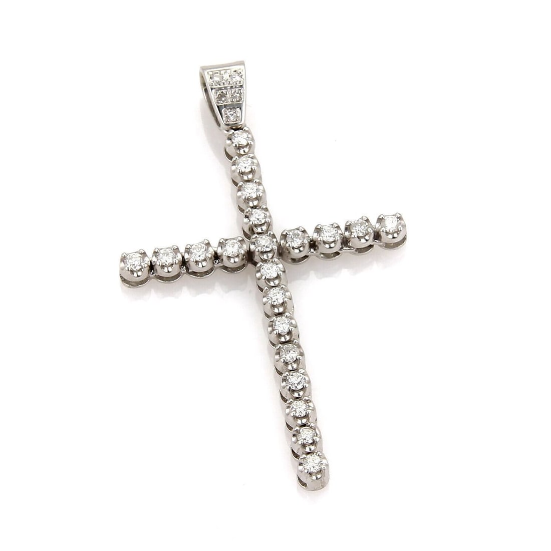 Vintage 14k White Gold Cross Pendant with 1 Carat Diamonds: Vintage 14k White Gold Cross Pendant with 1 Carat Diamonds This vintage pendant features a large cross design, expertly crafted from solid 14k white gold and adorned with natural diamonds totaling app