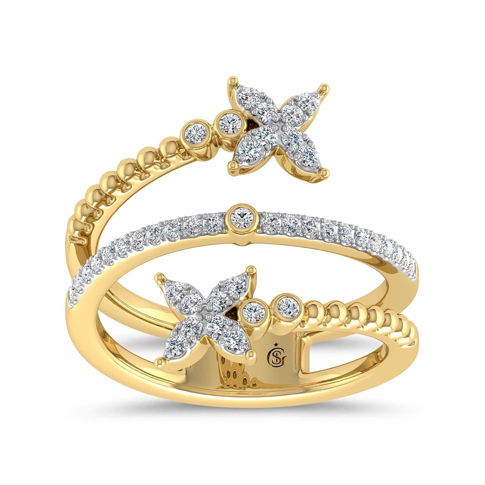 14K Yellow Gold Diamond 1/4 Ct.Tw Bypass Ring: 14K Yellow Gold Diamond 1/4 Ct.Tw Bypass Ring 14k Yellow Gold Stone Color: G-h Stone Clarity: Si Each ring is presented in standard size 6.5. Complimentary resizing is available between sizes 510 (in