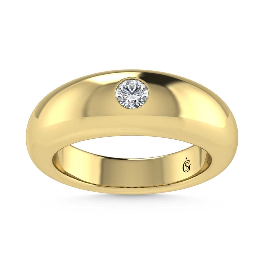 14K Yellow Gold Diamond 1/5 Ct.Tw. Flush Setting High Polish Band: 14K Yellow Gold Diamond 1/5 Ct.Tw. Flush Setting High Polish Band 14k Yellow Gold Stone Color: G-h Stone Clarity: Si2 Each ring is presented in standard size 6.5. Complimentary resizing is available b
