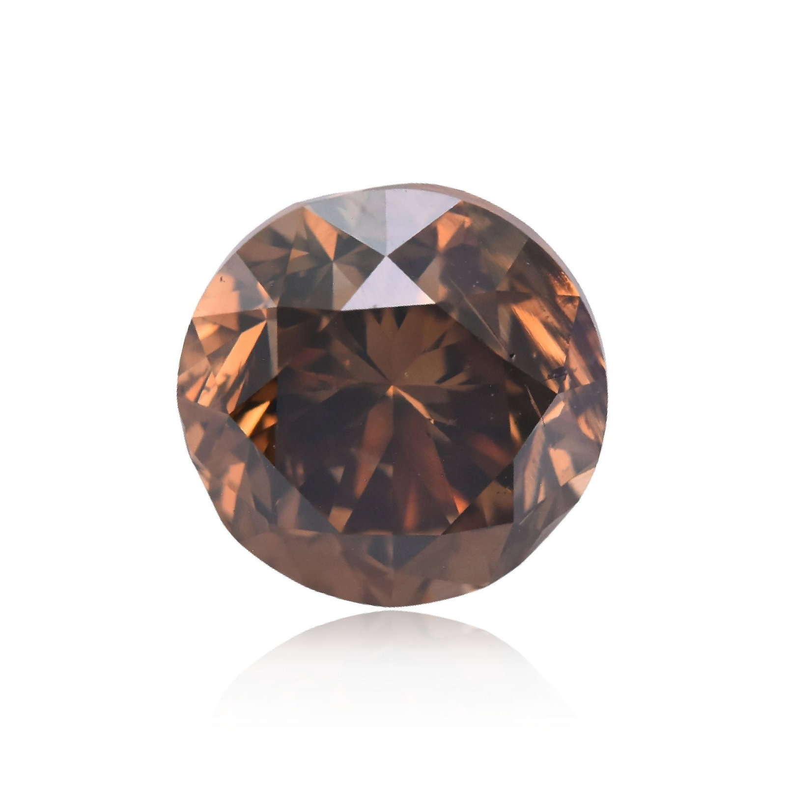 Loose Diamond - ROUND 5.01ct Fancy Dark Orangey Brown I1: Loose Diamond - ROUND 5.01ct Fancy Dark Orangey Brown I1 Source: Natural Shape: ROUND Carats: 5.01 Color: Fancy Dark Orangey Brown Certification: GIA Video: