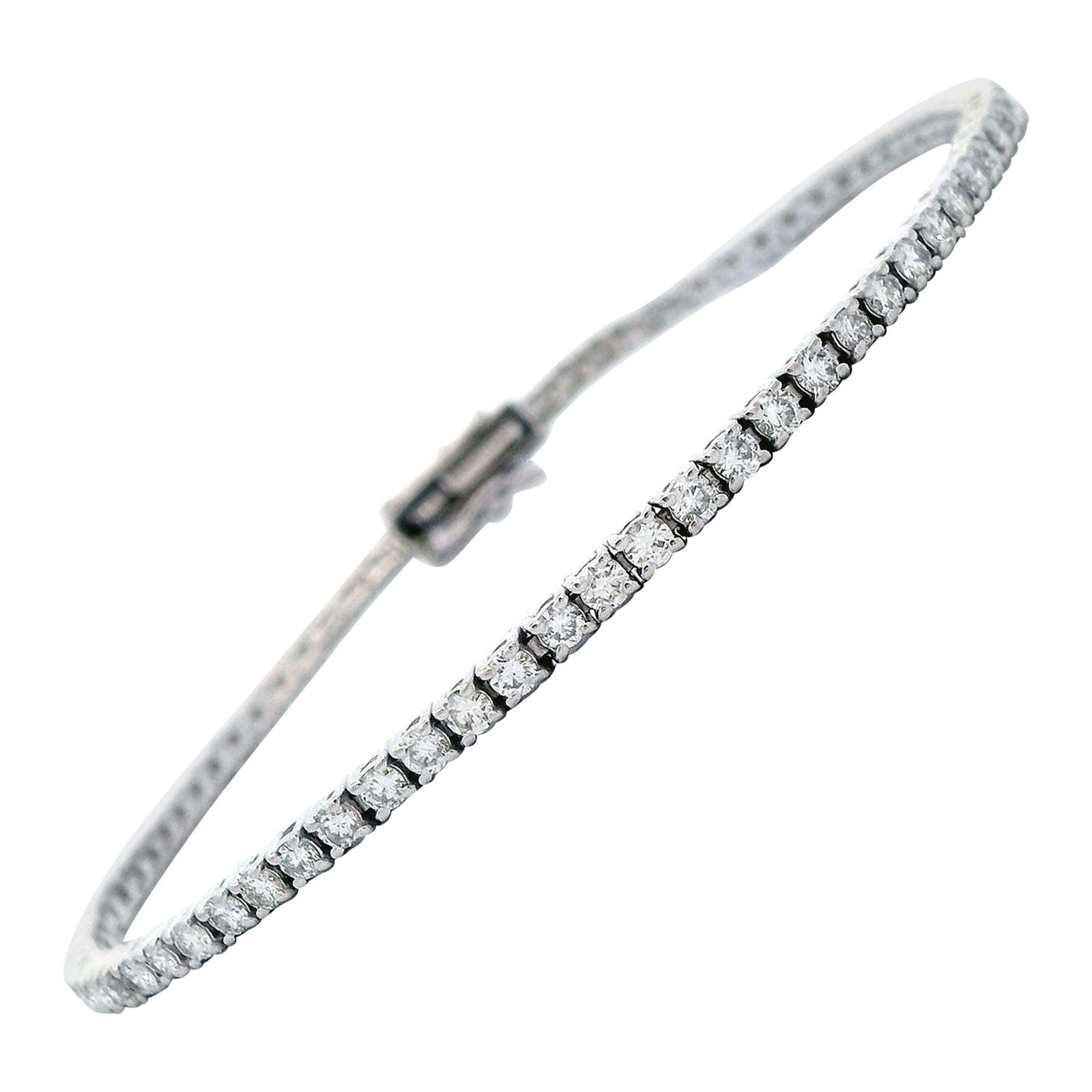 1.70ct D Color Diamond Tennis Bracelet 18k White Gold: 1.70ct D Color Diamond Tennis Bracelet 18k White Gold This exquisite tennis bracelet features a stunning arrangement of 81 round brilliant diamonds, totaling 1.70 carats. Crafted from 18k white gold,