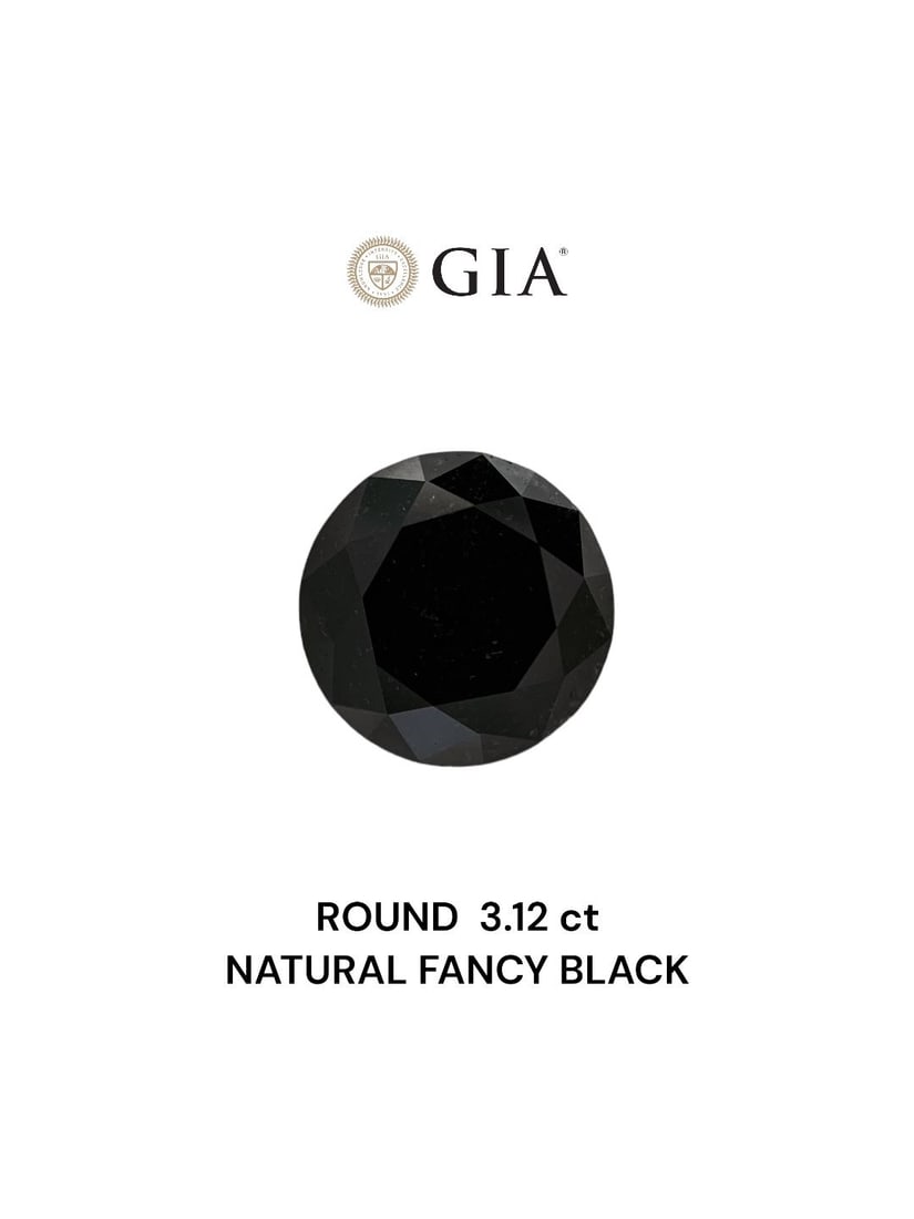 Loose Diamond - ROUND 3.12ct Fancy Black VVS2: Loose Diamond - ROUND 3.12ct Fancy Black VVS2 Source: Natural Shape: ROUND Carats: 3.12 Color: Fancy Black Certification: GIA Video: