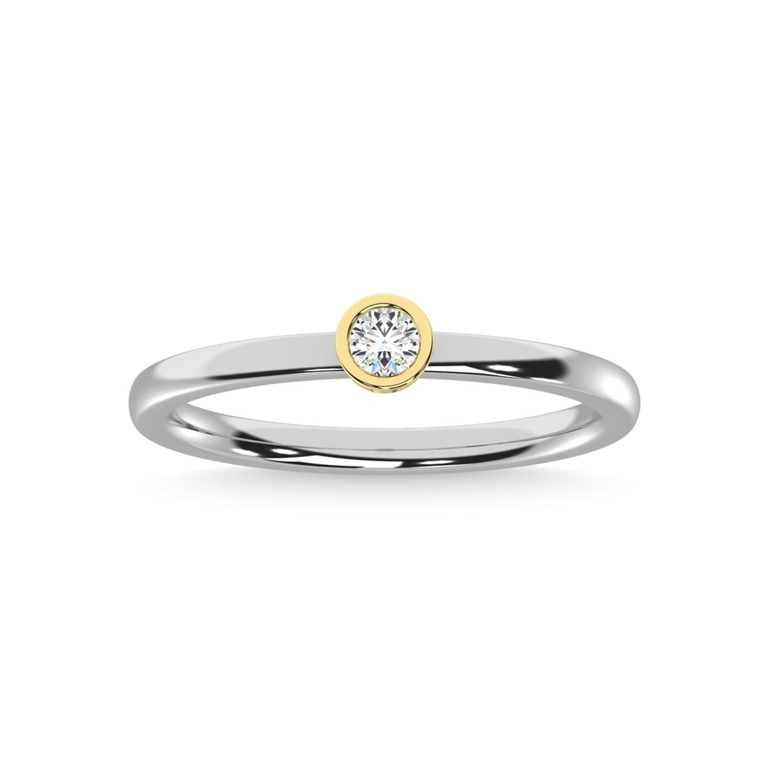 14K Two Tone Diamond 1/10 Ct.Tw. Anniversary Ring (1 of 4)