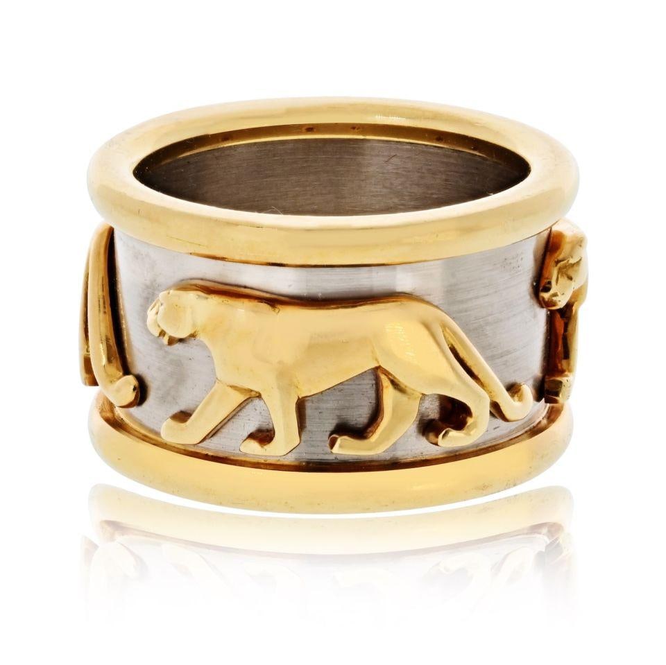 Estate 18K Two Tone Gold Panthere Ring by Cartier Size 48 (1 of 4)