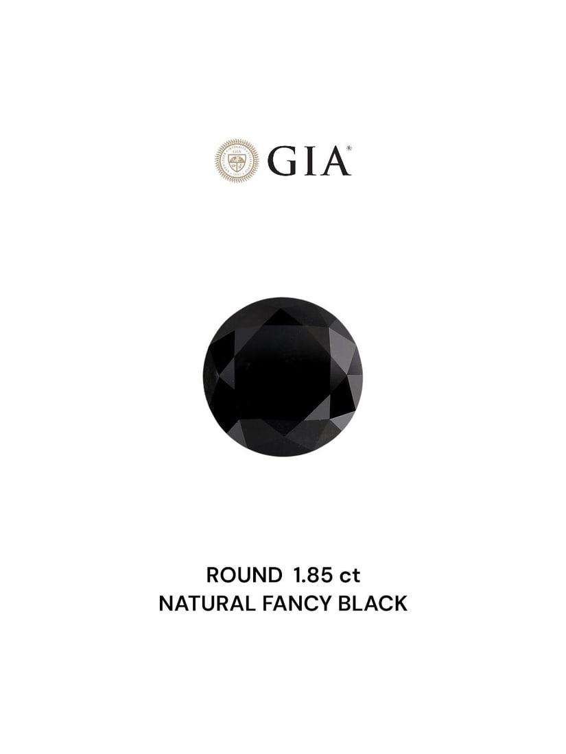 Loose Diamond - ROUND 1.85ct Fancy Black VVS2: Loose Diamond - ROUND 1.85ct Fancy Black VVS2 Source: Natural Shape: ROUND Carats: 1.85 Color: Fancy Black Certification: GIA Video: