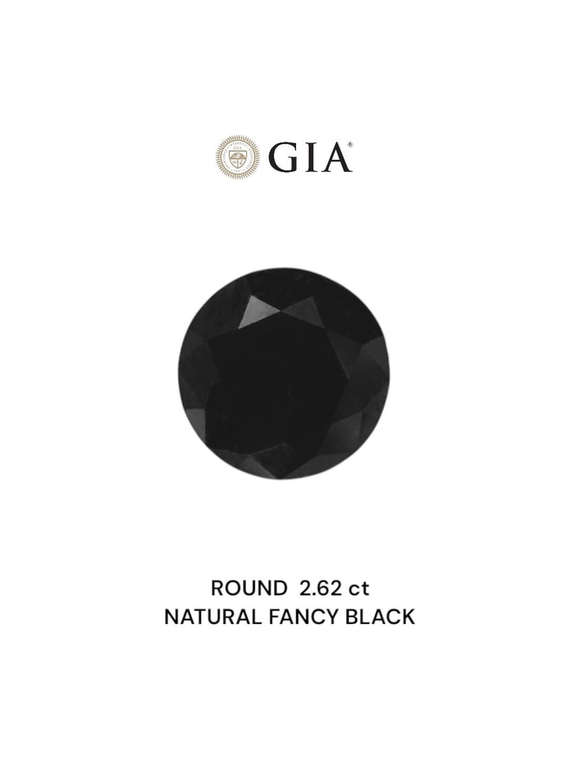 Loose Diamond - ROUND 2.62ct Fancy Black VVS2: Loose Diamond - ROUND 2.62ct Fancy Black VVS2 Source: Natural Shape: ROUND Carats: 2.62 Color: Fancy Black Certification: GIA Video: