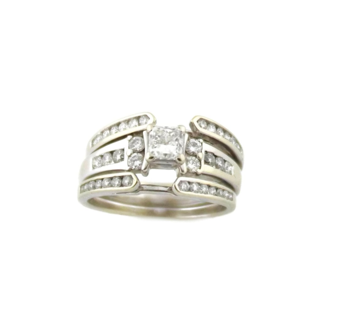 1.30ct Radiant Cut Diamond Engagement Ring 14k White Gold Triple Band (1 of 5)