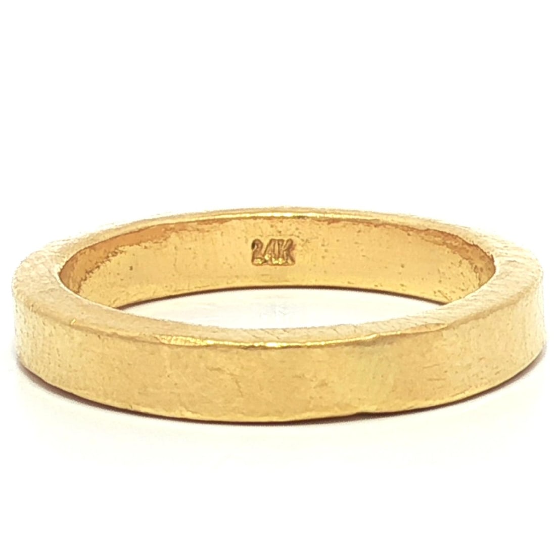 Solid 24k Yellow Gold 3.3mm Stackable Band Ring Size 5.5 - 3