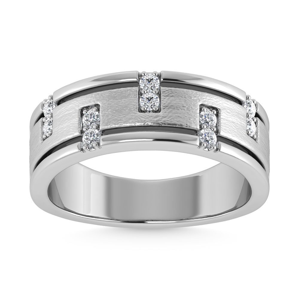 14K White Gold 1/3 Ct.Tw. Diamond Mens Band: 14K White Gold 1/3 Ct.Tw. Diamond Mens Band 14k White Gold Stone Color: G-h Stone Clarity: I1-i2 Each ring is presented in standard size 6.5. Complimentary resizing is available between sizes 510 (in