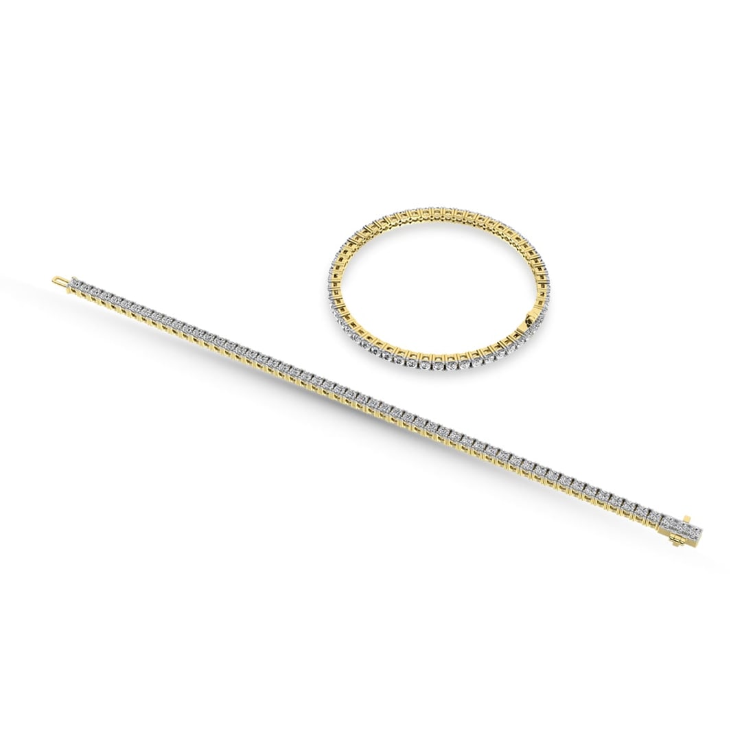 14K Yellow Gold 4 Ct.Tw. Diamond 4 Prong Illusion Tennies Bracelet (1 of 3)