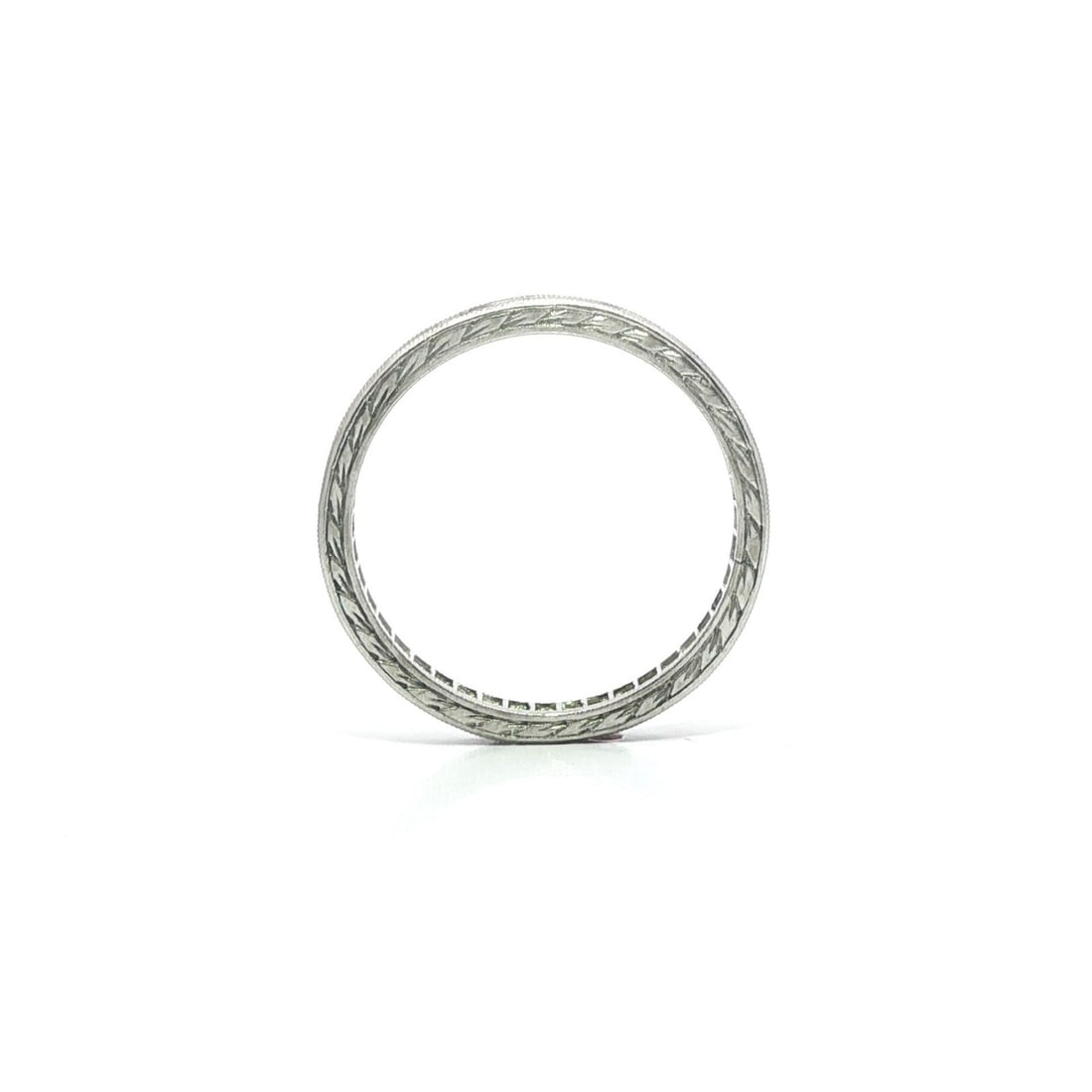 Vintage Platinum Stack Band Ring with Ruby and Diamond - 3