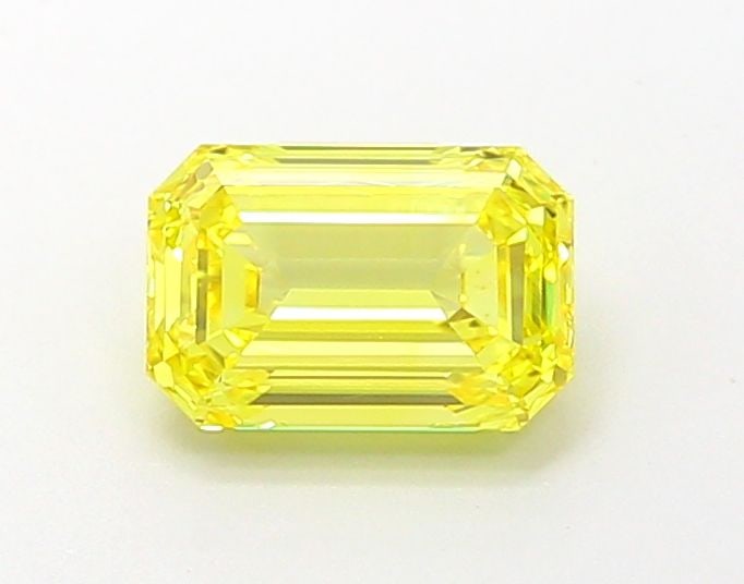 Loose Diamond - EMERALD 1.21ct Fancy Vivid Yellow VVS2: Loose Diamond - EMERALD 1.21ct Fancy Vivid Yellow VVS2 Source: This is a real non-mined Diamond that has been grown in a lab Shape: EMERALD Carats: 1.21 Color: Fancy Vivid Yellow Certification: IGI