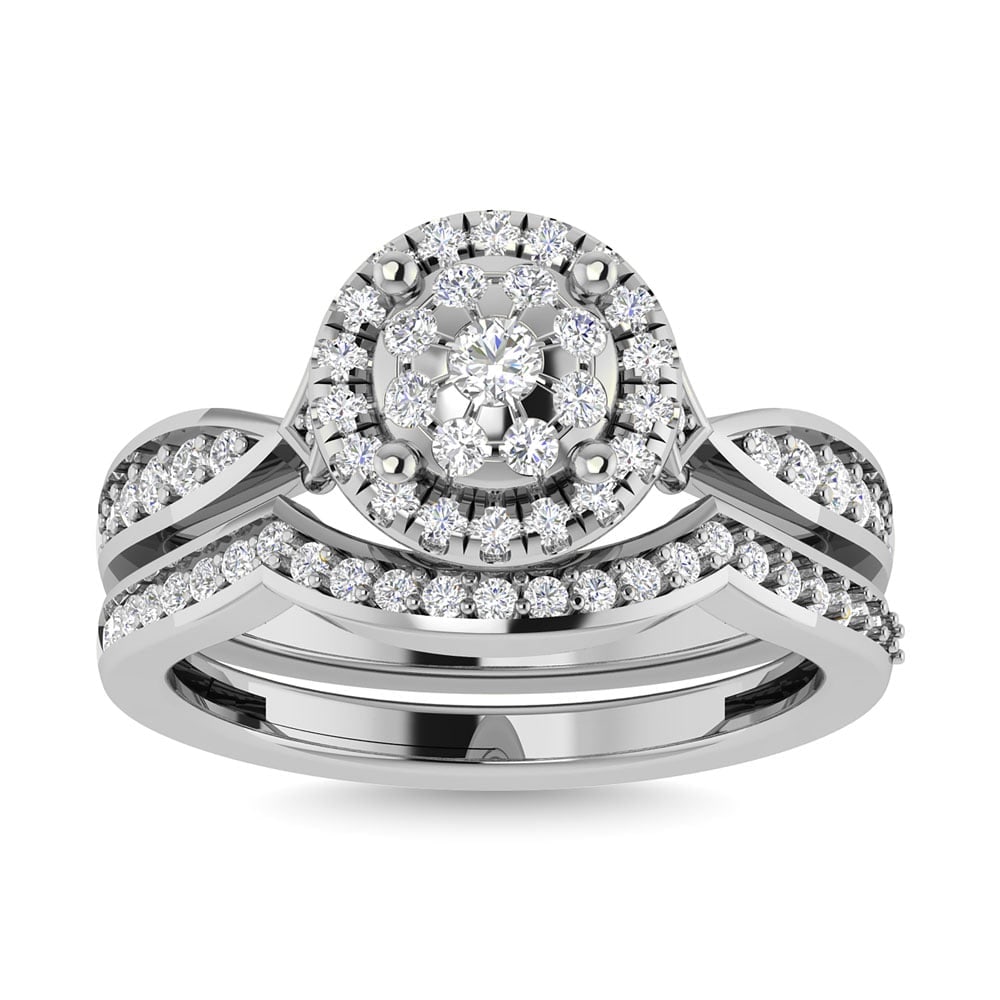 Diamond 5/8 Ct.Tw. Bridal Ring in 14K White Gold: Diamond 5/8 Ct.Tw. Bridal Ring in 14K White Gold Diamond 5/8 Ct.Tw. Bridal Ring in 14K White Gold 14k White Gold Stone Color: G-h Stone Clarity: I1 Each ring is presented in standard size 6.5. Complim
