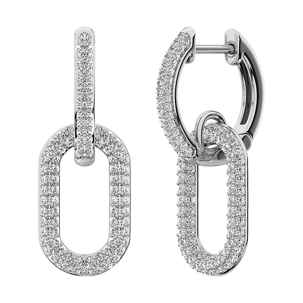 14K White Gold 1 Ct.Tw. Diamond Hoop Earrings: 14K White Gold 1 Ct.Tw. Diamond Hoop Earrings 14k White Gold Stone Color: G-h Stone Clarity: I1 This item may take 2-5 weeks for shipping. The Diamond Depot Guarantee: All items in this auction are