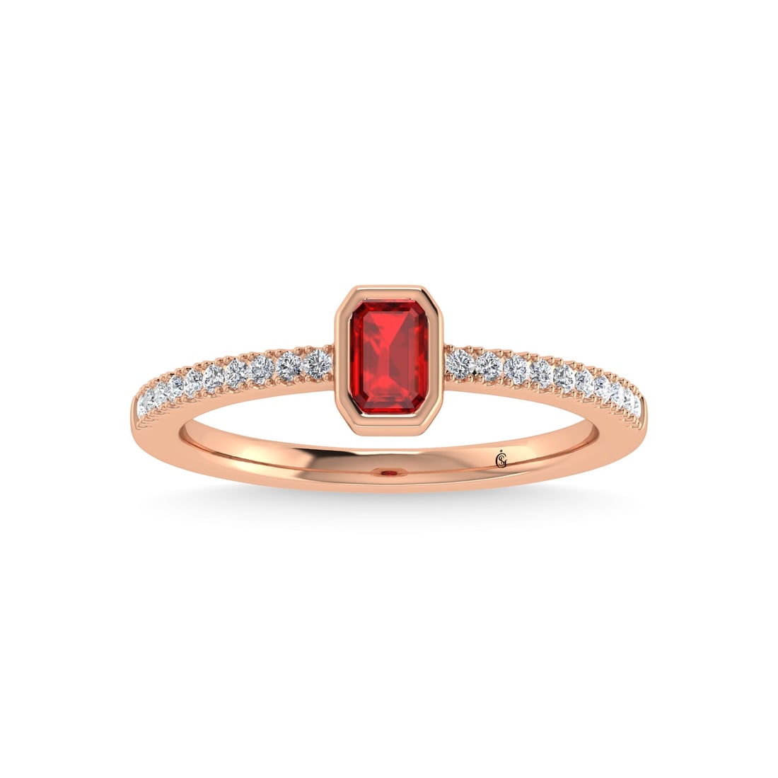 14K Rose Gold Diamond 3/8 Ct.Tw. And Ruby Fashion Ring (1 of 4)