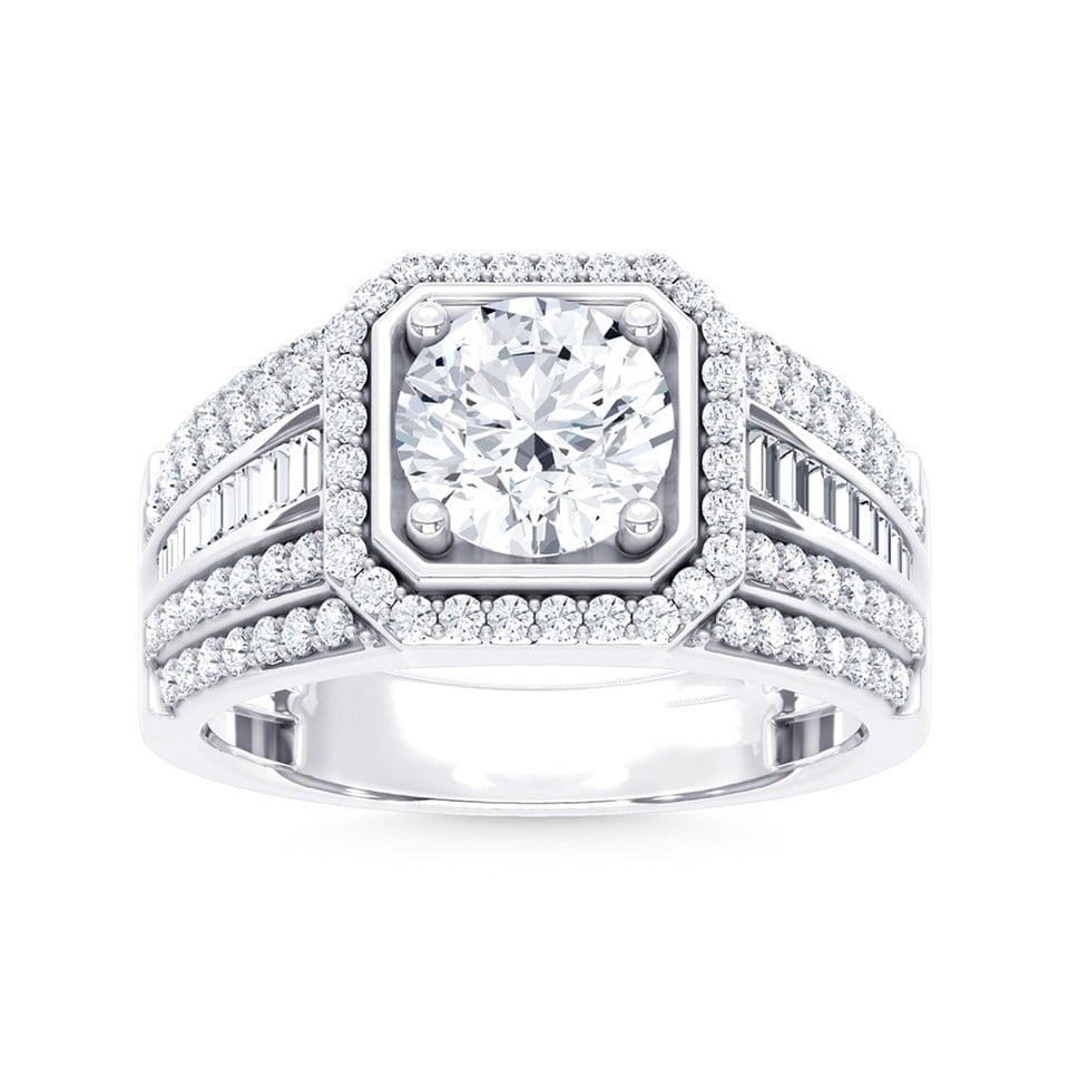 14K White Gold Lab Grown Diamond 3 Ct.Tw. Mens Ring (1 of 4)
