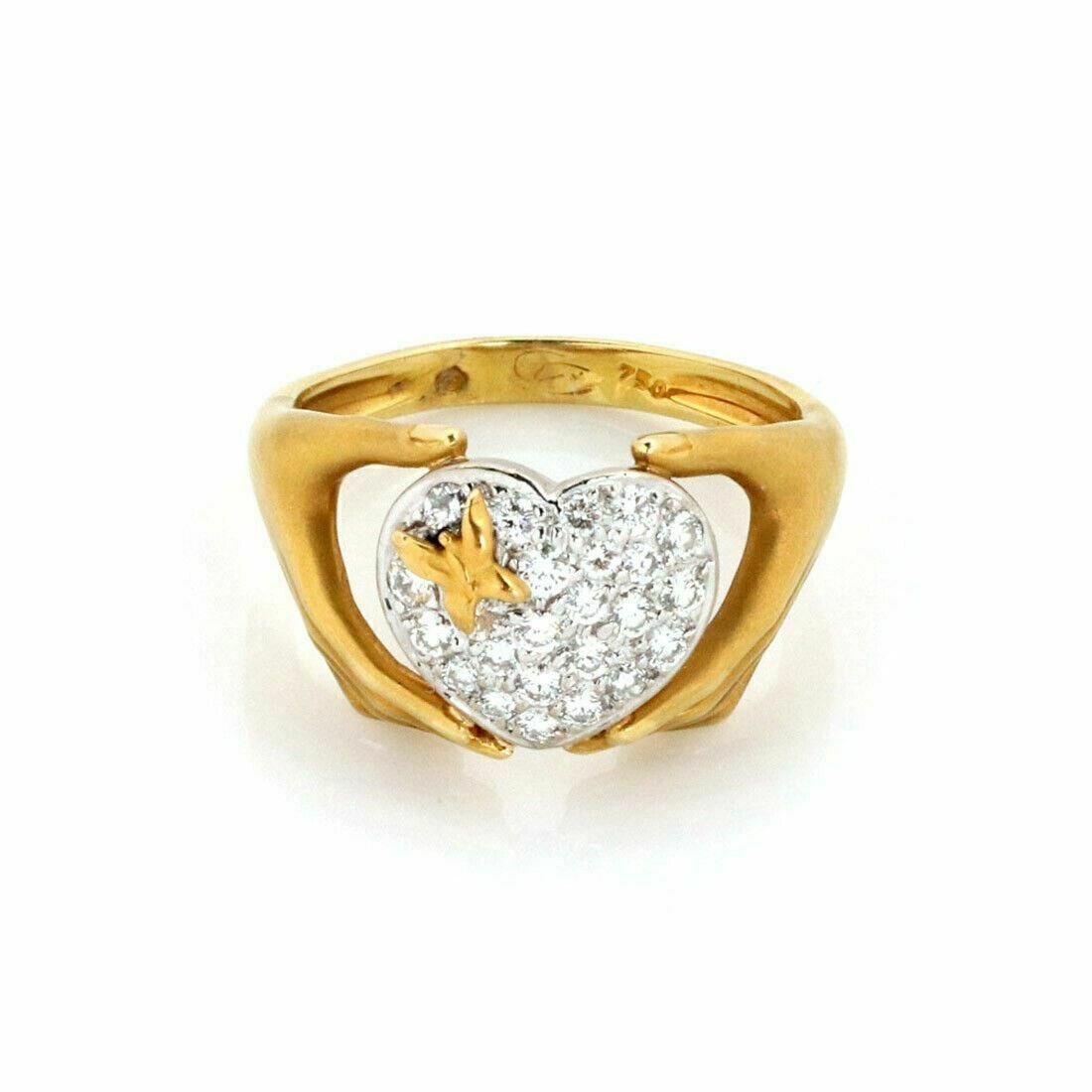 Diamond Heart Butterfly Ring by Carrera y Carrera in 18k Two Tone Gold Size 6.5 (1 of 4)