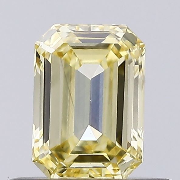 Loose Diamond - EMERALD 0.39ct Fancy Vivid Yellow VVS2: Loose Diamond - EMERALD 0.39ct Fancy Vivid Yellow VVS2 Source: This is a real non-mined Diamond that has been grown in a lab Shape: EMERALD Carats: 0.39 Color: Fancy Vivid Yellow Certification: NONE