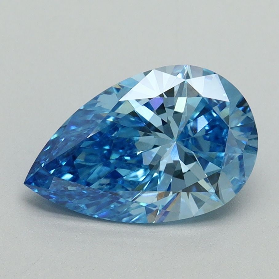 Loose Diamond - PEAR 1.62ct Fancy Vivid Blue VS1: Loose Diamond - PEAR 1.62ct Fancy Vivid Blue VS1 Source: This is a real non-mined Diamond that has been grown in a lab Shape: PEAR Carats: 1.62 Color: Fancy Vivid Blue Certification: IGI Video: