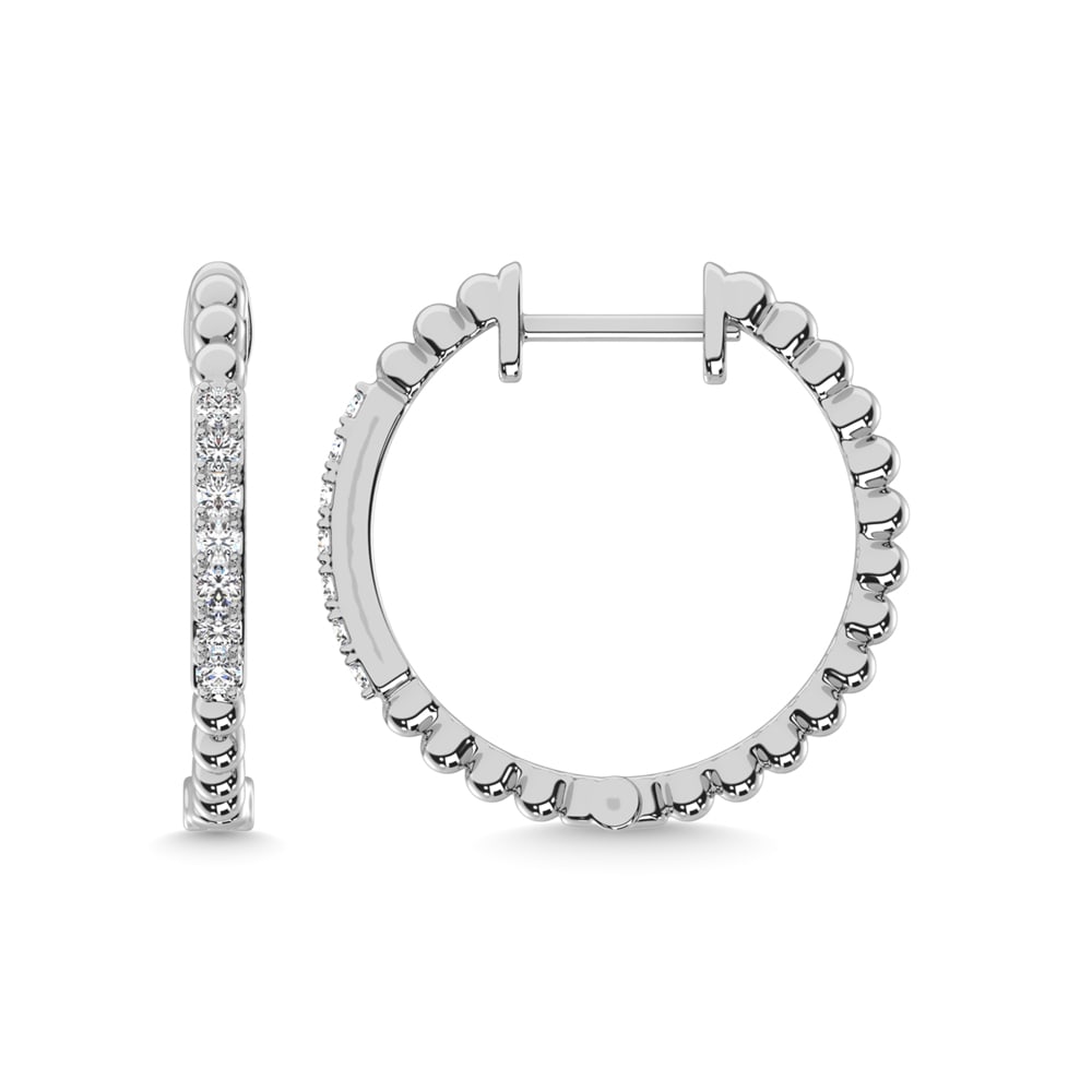 10K White Gold Diamond 1/6 Ct.Tw. Hoop Earrings: 10K White Gold Diamond 1/6 Ct.Tw. Hoop Earrings 10k White Gold Stone Color: G-h Stone Clarity: I1 This item may take 2-5 weeks for shipping. The Diamond Depot Guarantee: All items in this auction
