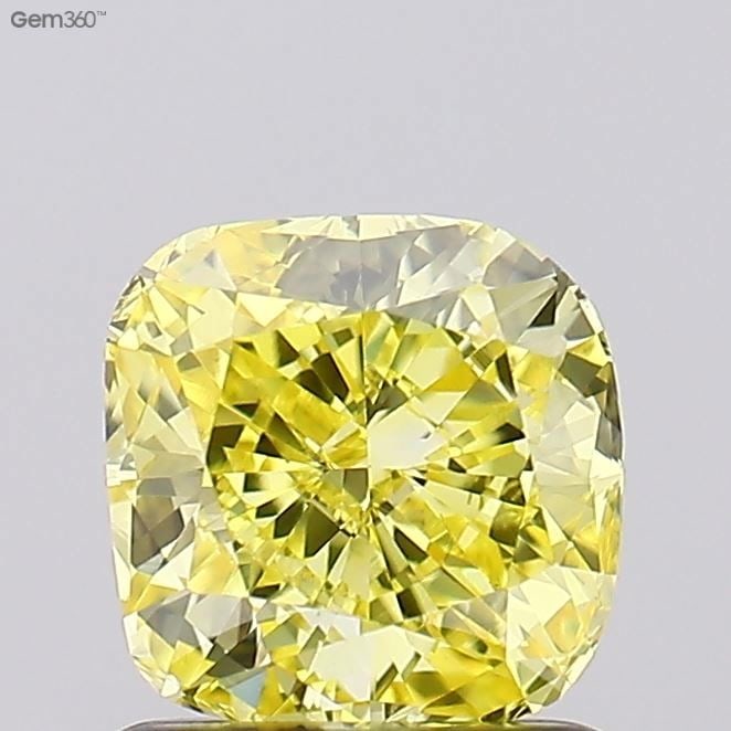 Loose Diamond - CUSHION MODIFIED 0.99ct Fancy Intense Yellow VS1: Loose Diamond - CUSHION MODIFIED 0.99ct Fancy Intense Yellow VS1 Source: This is a real non-mined Diamond that has been grown in a lab Shape: CUSHION MODIFIED Carats: 0.99 Color: Fancy Intense
