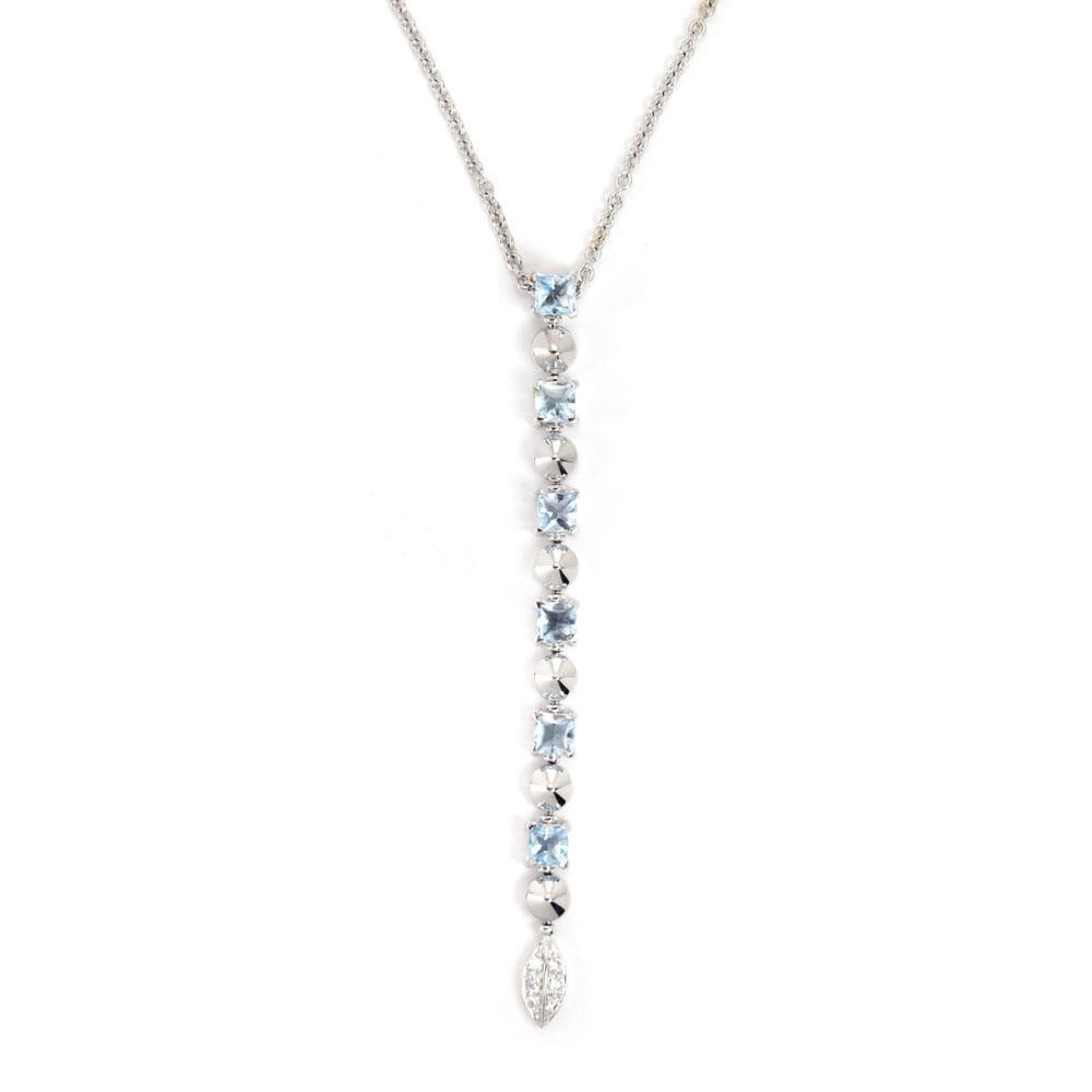 Bvlgari Lucea 18k White Gold Aquamarine Diamond Pendant Necklace: Bvlgari Lucea 18k White Gold Aquamarine Diamond Pendant Necklace Discover elegance with this authentic necklace from the LUCIA collection by Bvlgari. Crafted from 18k white gold, this stunning piece f
