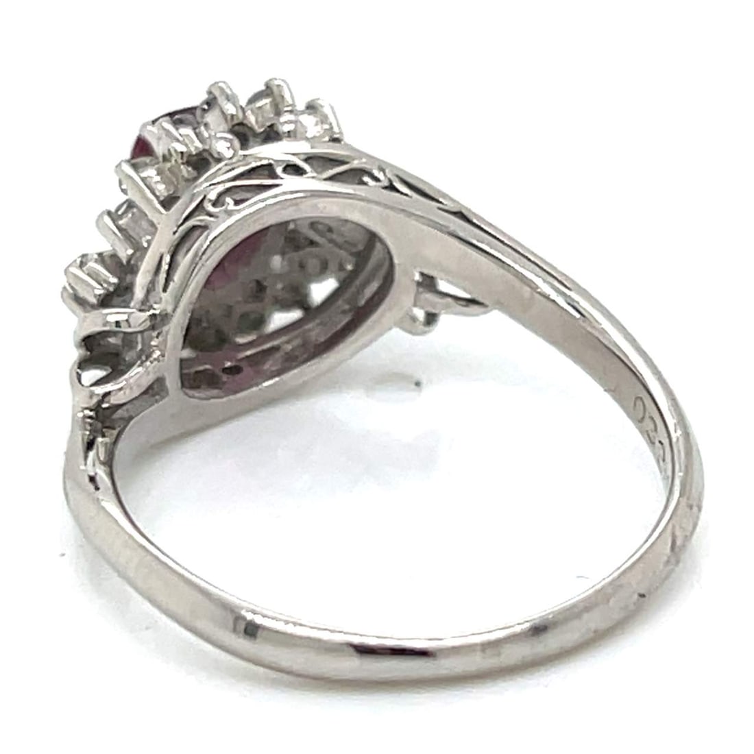 Platinum Ruby 0.59 Ct Diamond Ring 16 Diamonds F-G VS1-SI1 - 3