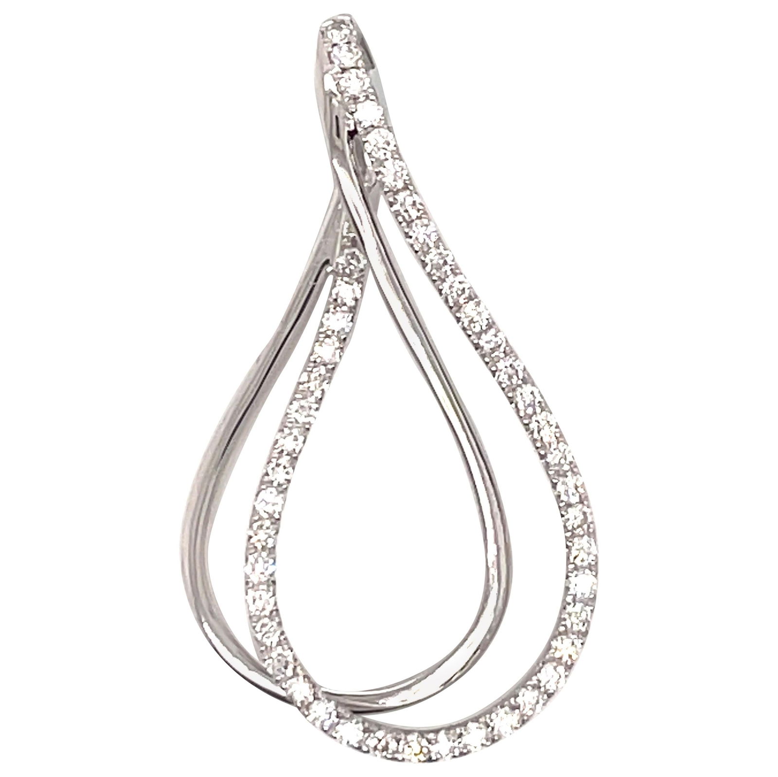 Harbor Diamonds 18K White Gold Double Row Pear Diamond Pendant 0.36 Carat (1 of 4)