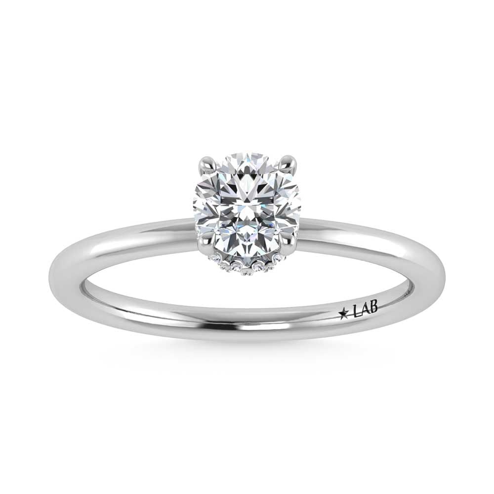 14K White Gold Lab Grown Diamond 1 1//20 Ct.Tw. Round Shape Halo Engagement Ring (IGI Certified: 14K White Gold Lab Grown Diamond 1 1//20 Ct.Tw. Round Shape Halo Engagement Ring (IGI Certified Center 1ct) Discover subtle brilliance and modern elegance with our Hidden Halo Diamond Engagement Ring.