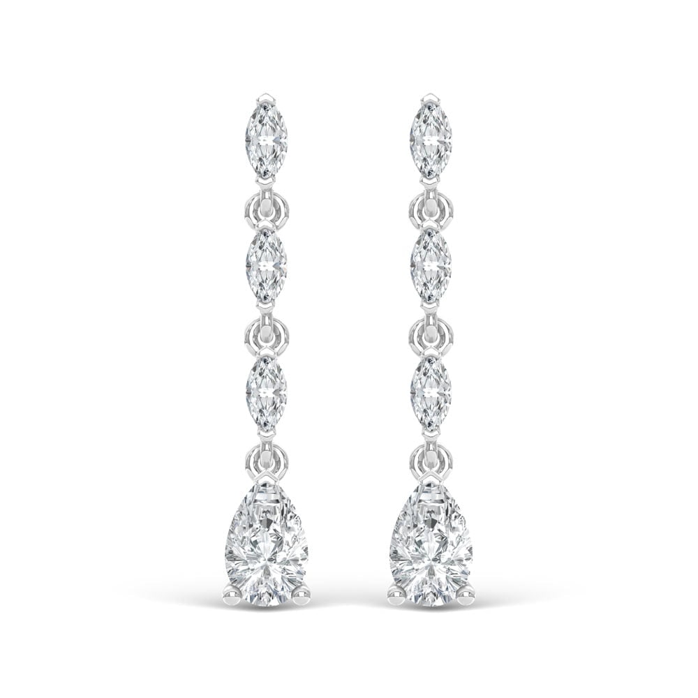 14K White Gold Lab Grown Diamond 1 Ct.Tw. Dangler Earrings: 14K White Gold Lab Grown Diamond 1 Ct.Tw. Dangler Earrings Sophisticated white gold dangler earrings adorned with 1 Ct.Tw. of lab grown diamonds, offering luminous movement. 14k White Gold Stone Color