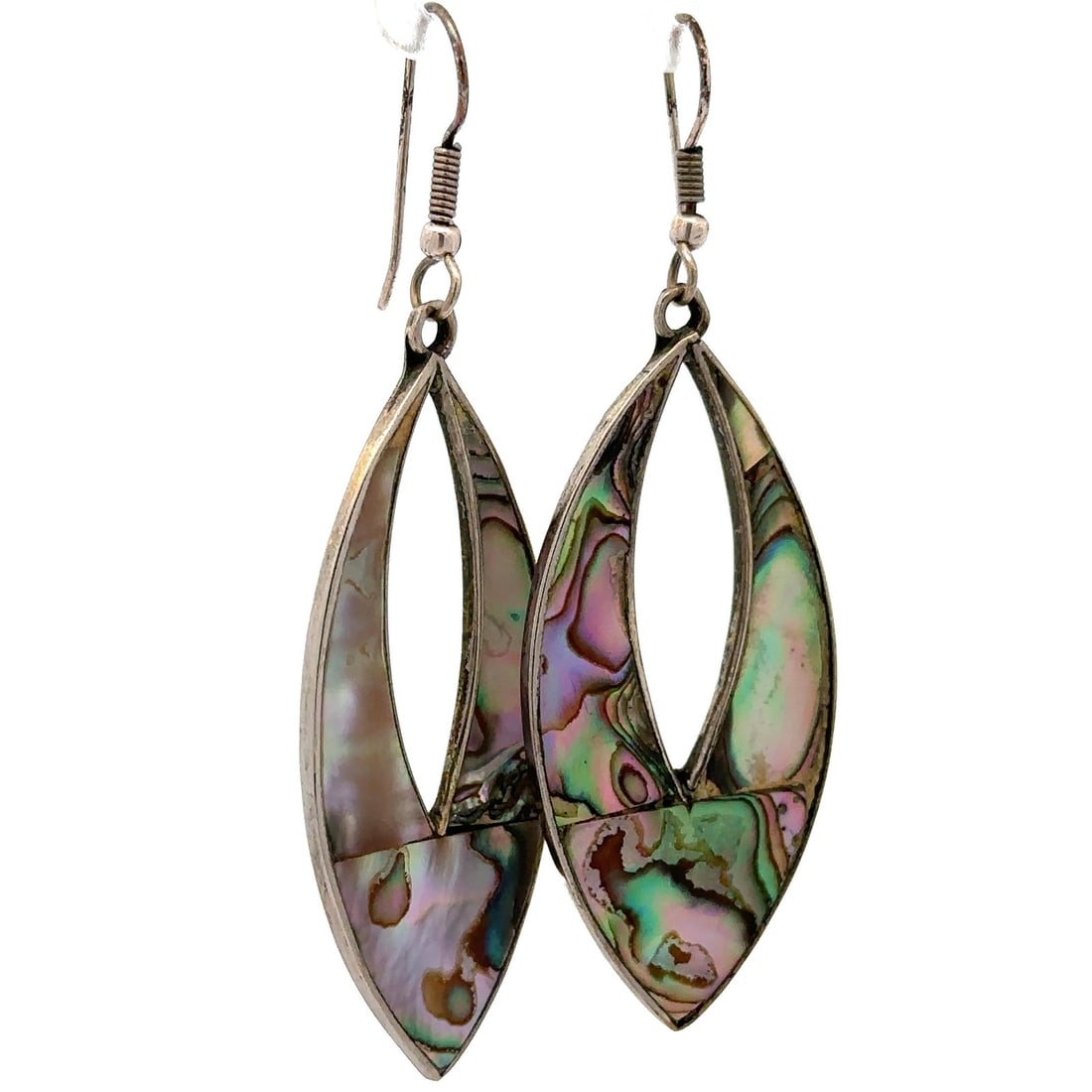 Handmade Alpaca Sterling Silver Abalone Dangle Earrings (1 of 5)