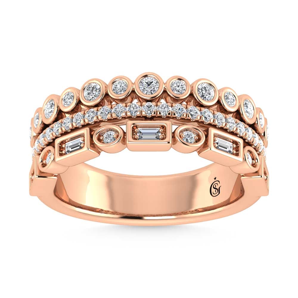 14K Rose Gold Diamond 1/2 Ct.Tw. Fashion Ring: 14K Rose Gold Diamond 1/2 Ct.Tw. Fashion Ring 14k Rose Gold Stone Color: G-h Stone Clarity: Si2 Each ring is presented in standard size 6.5. Complimentary resizing is available between sizes 510 (in 1