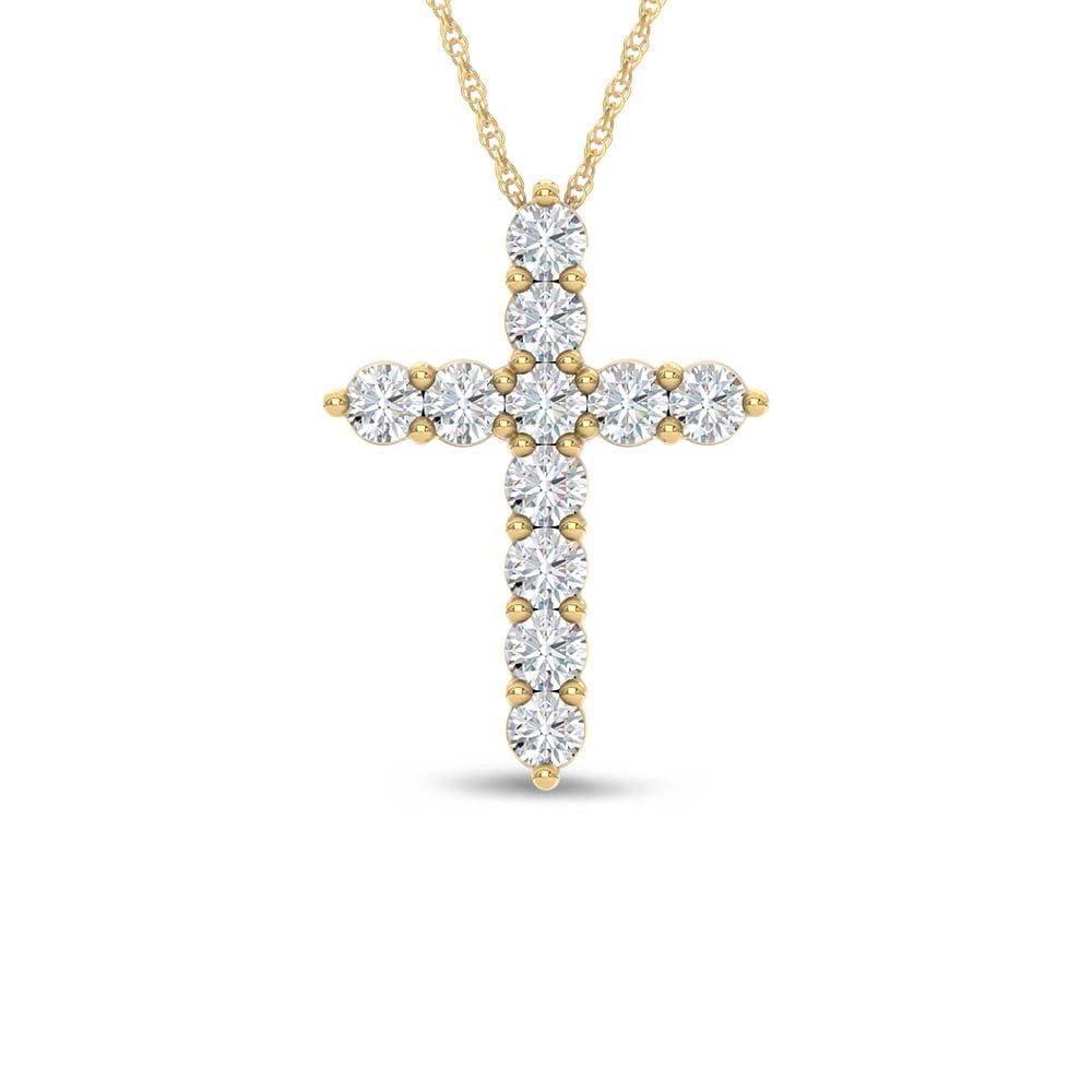 14K Yellow Gold Lab Grown Diamond 2 Ct.Tw. Cross Pendant (1 of 4)