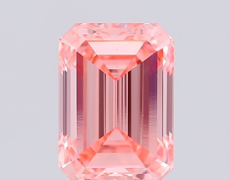Loose Diamond - EMERALD 2.02ct Fancy Vivid Pink VS2: Loose Diamond - EMERALD 2.02ct Fancy Vivid Pink VS2 Source: This is a real non-mined Diamond that has been grown in a lab Shape: EMERALD Carats: 2.02 Color: Fancy Vivid Pink Certification: IGI