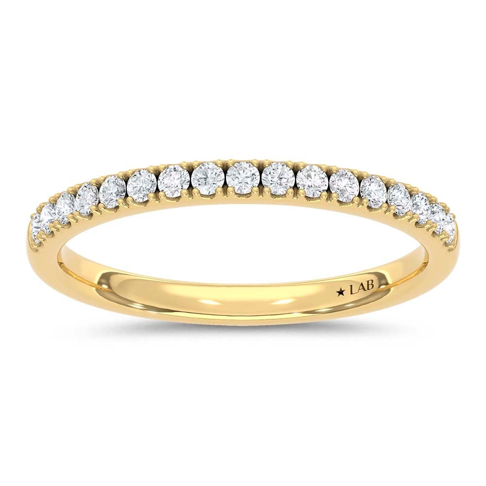 14K Yellow Gold Lab Grown Round Diamond 1/4 Ct.Tw. Wedding Band: 14K Yellow Gold Lab Grown Round Diamond 1/4 Ct.Tw. Wedding Band 14k Yellow Gold Stone Color: D-f Stone Clarity: Vs Each ring is presented in standard size 6.5. Complimentary resizing is available betw