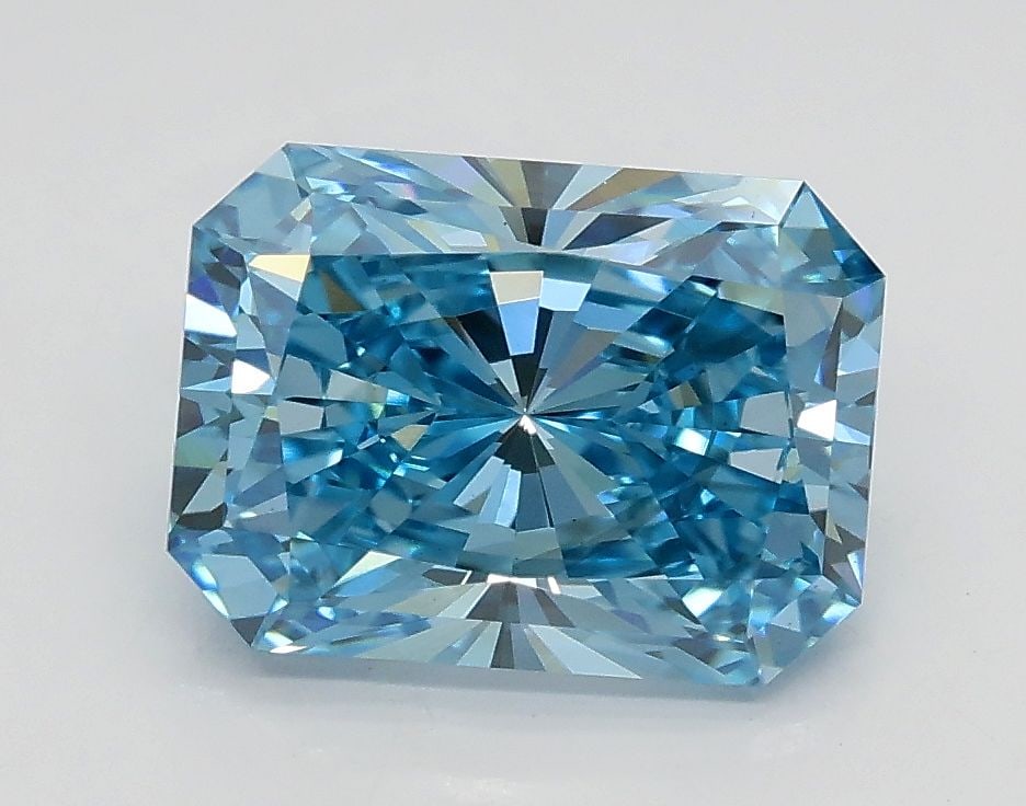 Loose Diamond - RADIANT 2.01ct Fancy Vivid Blue VS2: Loose Diamond - RADIANT 2.01ct Fancy Vivid Blue VS2 Source: This is a real non-mined Diamond that has been grown in a lab Shape: RADIANT Carats: 2.01 Color: Fancy Vivid Blue Certification: IGI Video: