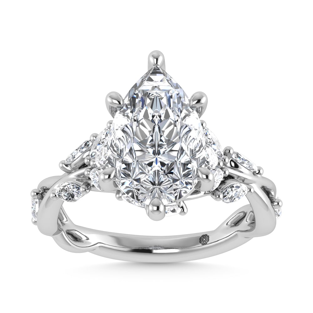 14K White Gold Lab Grown Diamond 3 1/2 Ct.Tw. Marquise and Pear Engagement Ring (IGI Certified: 14K White Gold Lab Grown Diamond 3 1/2 Ct.Tw. Marquise and Pear Engagement Ring (IGI Certified Center 3ct) 14k White Gold Stone Color: D-f Stone Clarity: Vs Each ring is presented in standard size 6.5