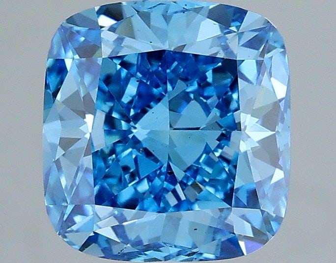 Loose Diamond - CUSHION MODIFIED 2.03ct Fancy Vivid Blue VS2: Loose Diamond - CUSHION MODIFIED 2.03ct Fancy Vivid Blue VS2 Source: This is a real non-mined Diamond that has been grown in a lab Shape: CUSHION MODIFIED Carats: 2.03 Color: Fancy Vivid Blue