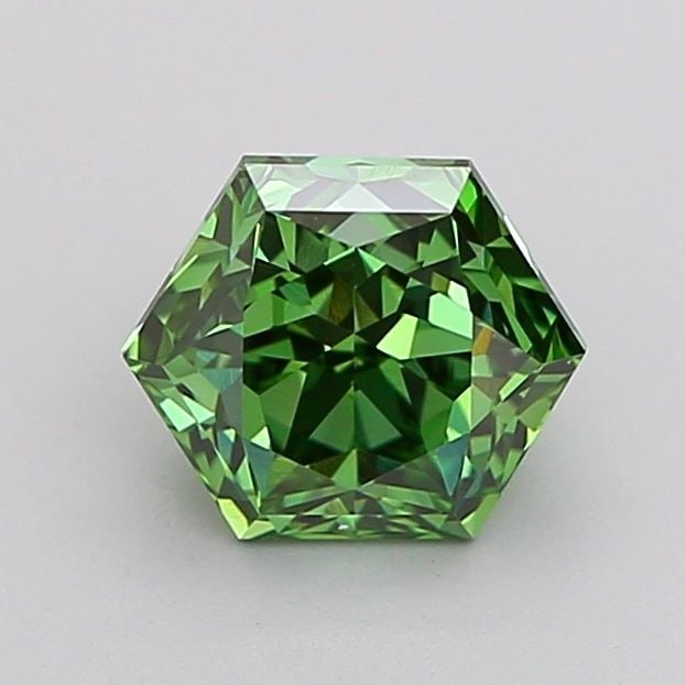 Loose Diamond - HEXAGONAL 1.06ct Fancy Vivid Green VS1: Loose Diamond - HEXAGONAL 1.06ct Fancy Vivid Green VS1 Source: This is a real non-mined Diamond that has been grown in a lab Shape: HEXAGONAL Carats: 1.06 Color: Fancy Vivid Green Certification: IGI