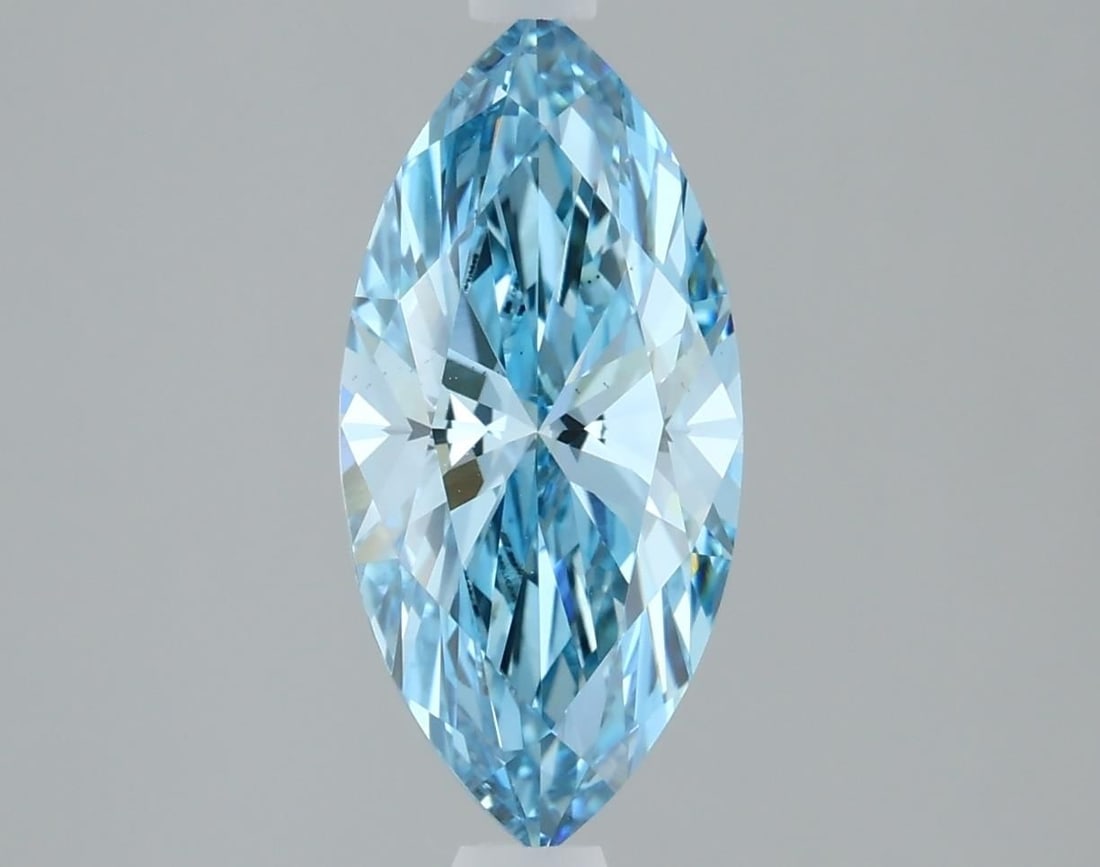 Loose Diamond - MARQUISE 1.52ct Fancy Vivid Blue VS1: Loose Diamond - MARQUISE 1.52ct Fancy Vivid Blue VS1 Source: This is a real non-mined Diamond that has been grown in a lab Shape: MARQUISE Carats: 1.52 Color: Fancy Vivid Blue Certification: IGI Video