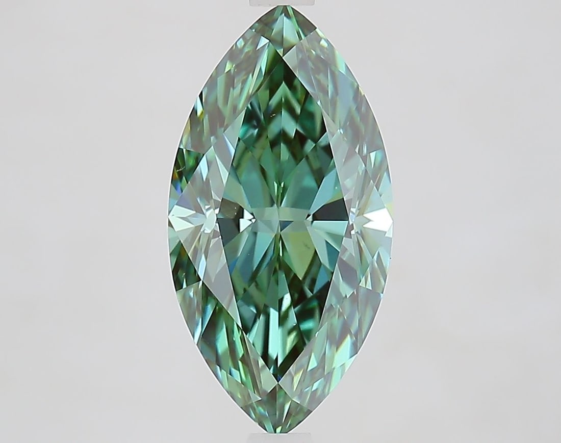 Loose Diamond - MARQUISE 3.31ct Fancy Vivid Green VVS2: Loose Diamond - MARQUISE 3.31ct Fancy Vivid Green VVS2 Source: This is a real non-mined Diamond that has been grown in a lab Shape: MARQUISE Carats: 3.31 Color: Fancy Vivid Green Certification: IGI Vi