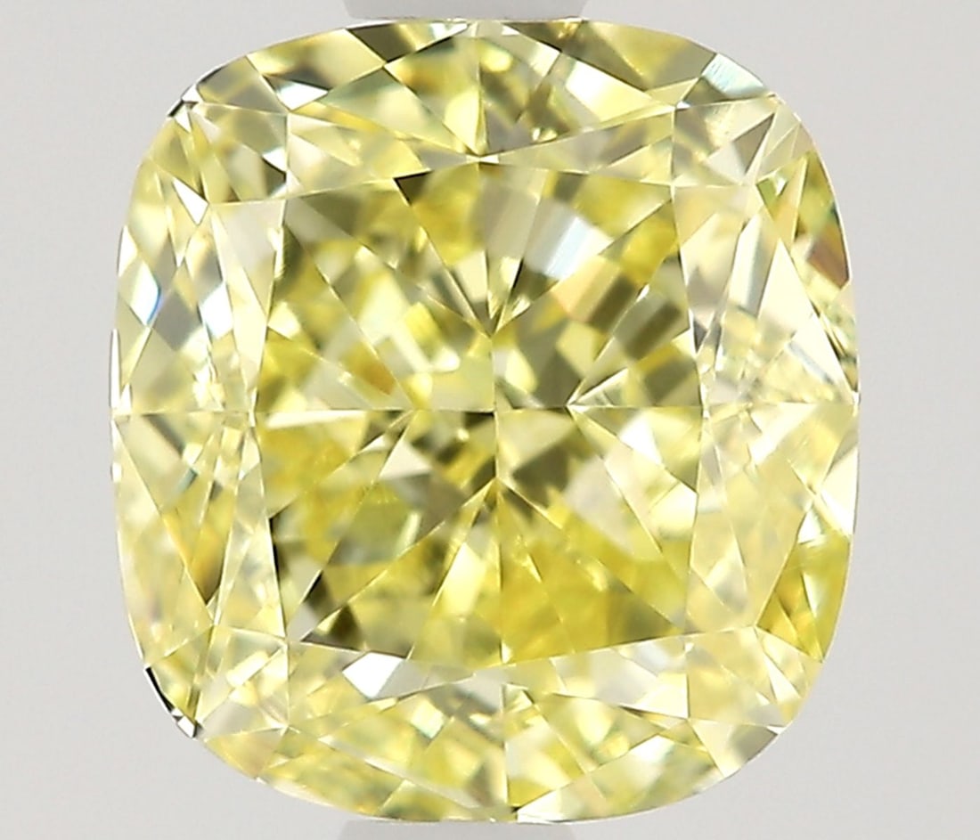 Loose Diamond - CUSHION MODIFIED 1.01ct Fancy Intense Yellow VS1: Loose Diamond - CUSHION MODIFIED 1.01ct Fancy Intense Yellow VS1 Source: This is a real non-mined Diamond that has been grown in a lab Shape: CUSHION MODIFIED Carats: 1.01 Color: Fancy Intense