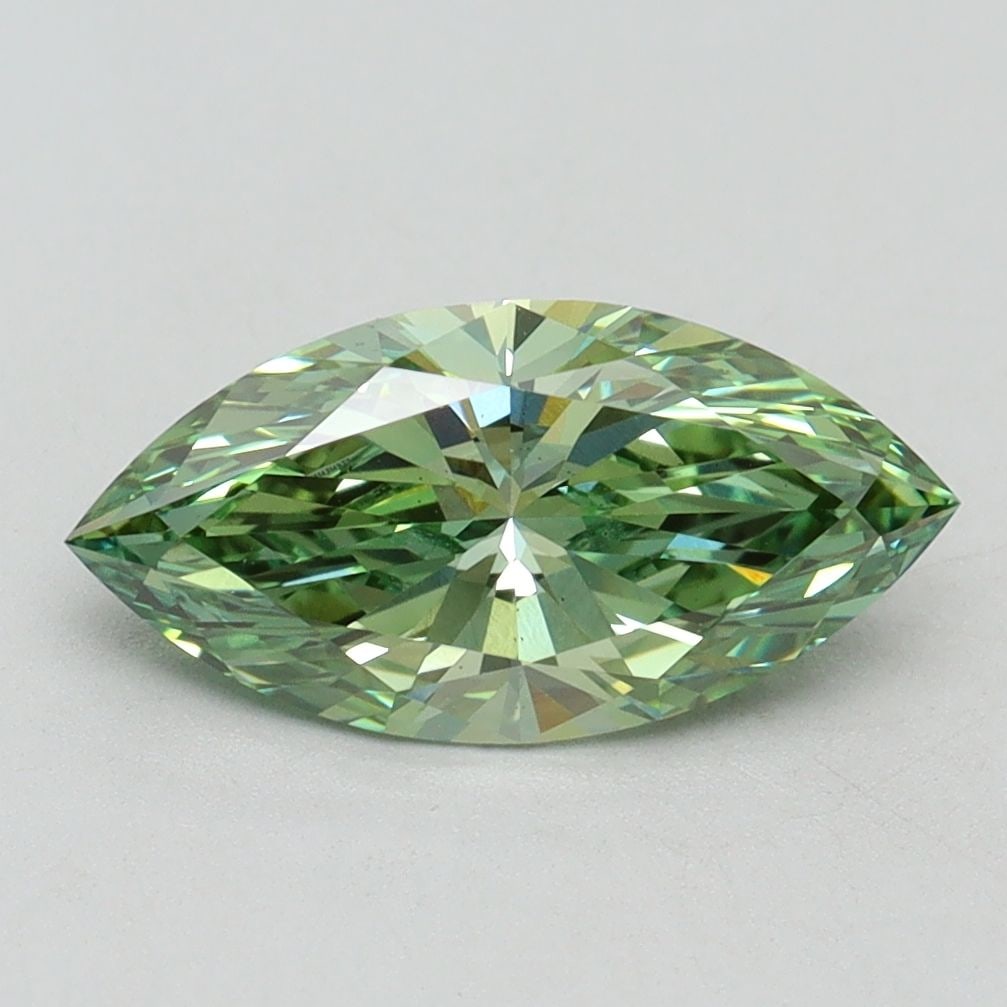 Loose Diamond - MARQUISE 1.59ct Fancy Vivid Green VS1: Loose Diamond - MARQUISE 1.59ct Fancy Vivid Green VS1 Source: This is a real non-mined Diamond that has been grown in a lab Shape: MARQUISE Carats: 1.59 Color: Fancy Vivid Green Certification: IGI Vid