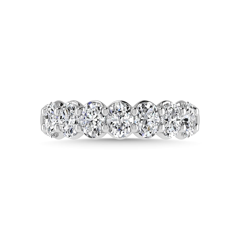 14K White Gold Lab Grown Diamond 2 1/3 Ct.Tw. Oval Shape Halfway Wedding Band: 14K White Gold Lab Grown Diamond 2 1/3 Ct.Tw. Oval Shape Halfway Wedding Band Exude timeless elegance with this 14K White Gold Halfway Wedding Band, featuring 2 1/3 Ct.Tw. of stunning oval-shaped lab-