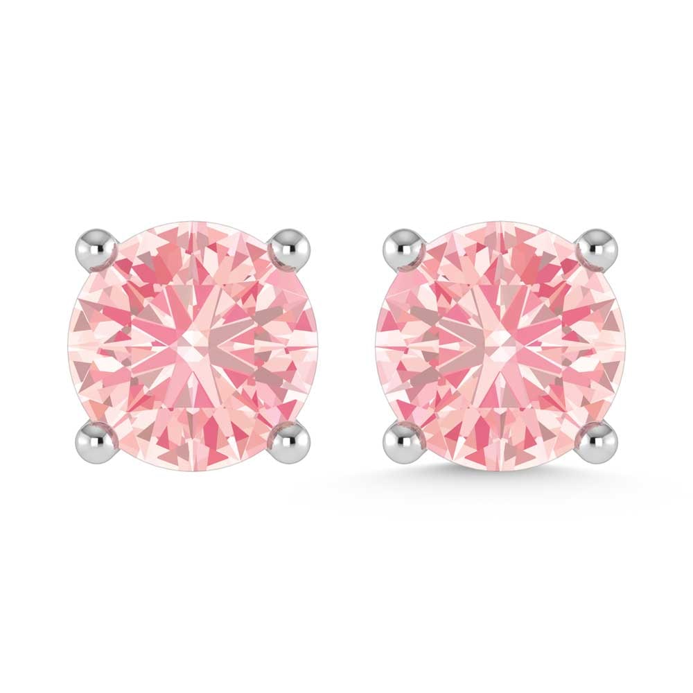 14K White Gold IGI Certified Lab Grown Pink Diamond 2 Ct.Tw. Stud Earrings: 14K White Gold IGI Certified Lab Grown Pink Diamond 2 Ct.Tw. Stud Earrings Crafted in luminous 14K white gold, these IGI certified studs showcase 2.00 Ct.Tw. of lab grown pink diamonds for timeless el